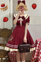 Petite robe Lolita OP à manches courtes de marin navy Sea Whale, 3 couleurs